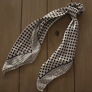 Black and White Polka Dot Hair Scarf Scrunchie